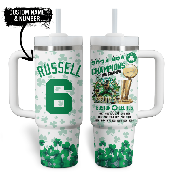 Boston Celtics NBA Custom Stanley Quencher 30oz-40oz Stainless Steel Tumbler Hot And Cold Tumbler