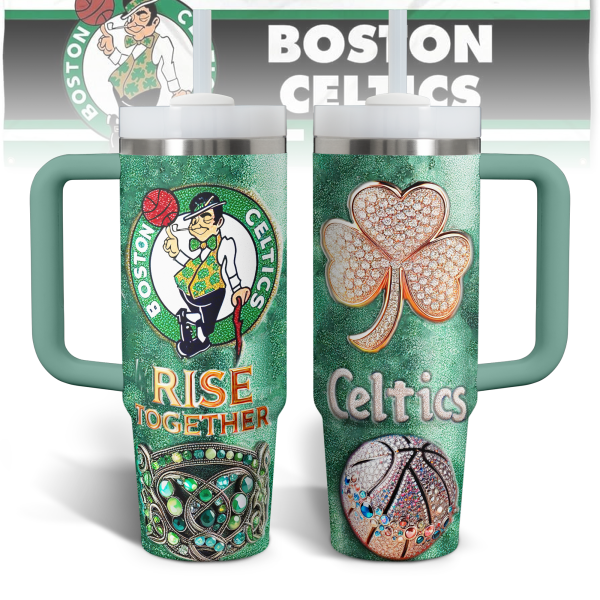 Boston Celtics NBA Custom Stanley Quencher 30oz-40oz Stainless Steel Tumbler Hot And Cold Tumbler