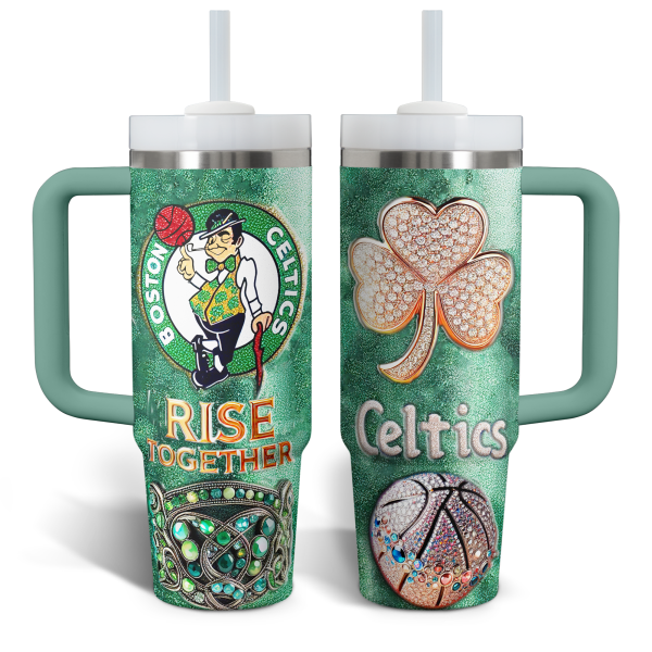 Boston Celtics NBA Custom Stanley Quencher 30oz-40oz Stainless Steel Tumbler Hot And Cold Tumbler - Image 3