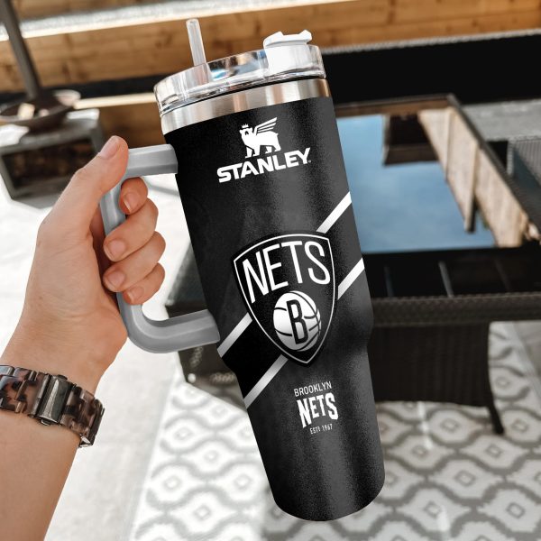 NBA Brooklyn Nets Custom Stanley Quencher 30oz-40oz Stainless Steel Tumbler Hot And Cold Tumbler