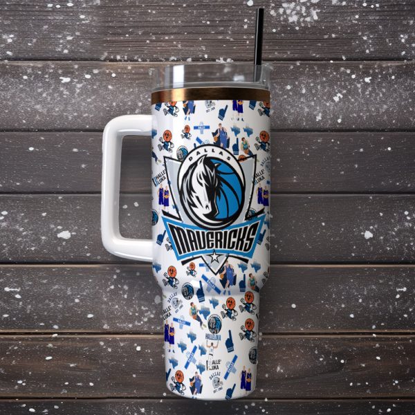 Dallas Mavericks NBA Custom Stanley Quencher 30oz-40oz Stainless Steel Tumbler Hot And Cold Tumbler - Image 2