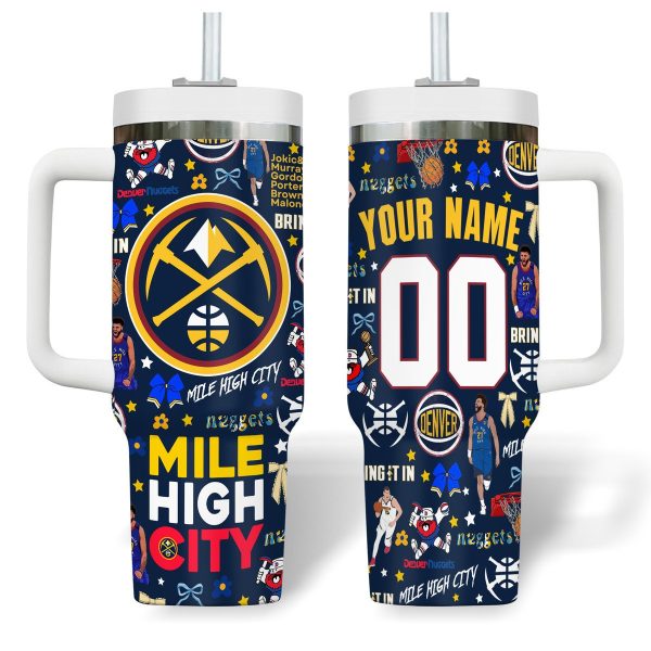 Denver Nuggets NBA Custom Stanley Quencher 30oz-40oz Stainless Steel Tumbler
