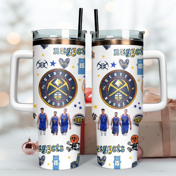 Denver Nuggets Basketball NBA Sport Custom Stanley Quencher 30oz-40oz Stainless Steel Tumbler Hot And Cold Tumbler - Image 3