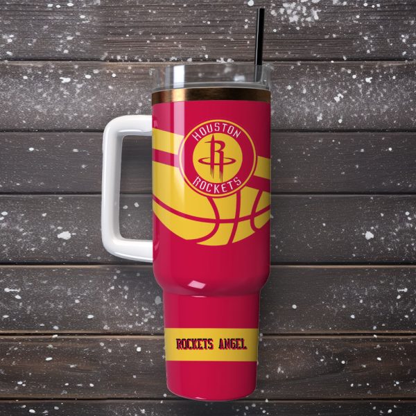 Houston Rockets Basketball NBA Sport Custom Stanley Quencher 30oz-40oz Stainless Steel Tumbler Hot And Cold Tumbler - Image 4