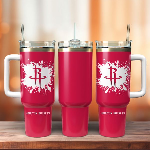 Houston Rockets Basketball NBA Sport Custom Stanley Quencher 30oz-40oz Stainless Steel Tumbler Hot And Cold Tumbler