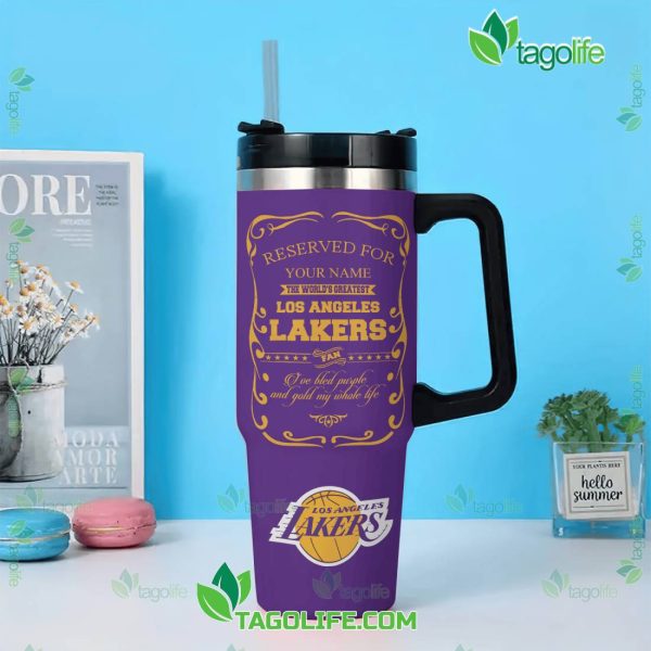 Los Angeles Lakers NBA Custom Stanley Quencher 30oz-40oz Stainless Steel Tumbler Hot And Cold Tumbler - Image 2