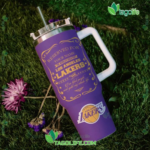 Los Angeles Lakers NBA Custom Stanley Quencher 30oz-40oz Stainless Steel Tumbler Hot And Cold Tumbler - Image 3