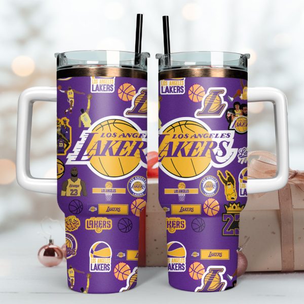 Los Angeles Lakers NBA Sport Custom Stanley Quencher 30oz-40oz Stainless Steel Tumbler - Image 2