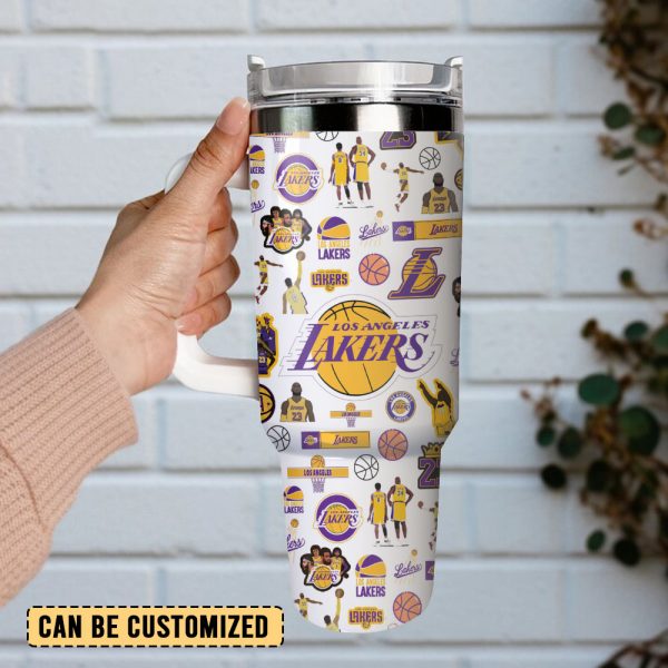 Los Angeles Lakers NBA Basketball Custom Stanley Quencher 30oz-40oz Stainless Steel Tumbler - Image 2