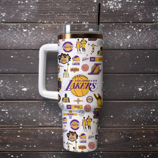 Los Angeles Lakers NBA Basketball Custom Stanley Quencher 30oz-40oz Stainless Steel Tumbler - Image 3