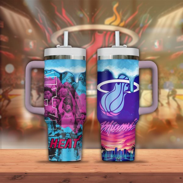 Miami Heat NBA Custom Stanley Quencher 30oz-40oz Stainless Steel Tumbler