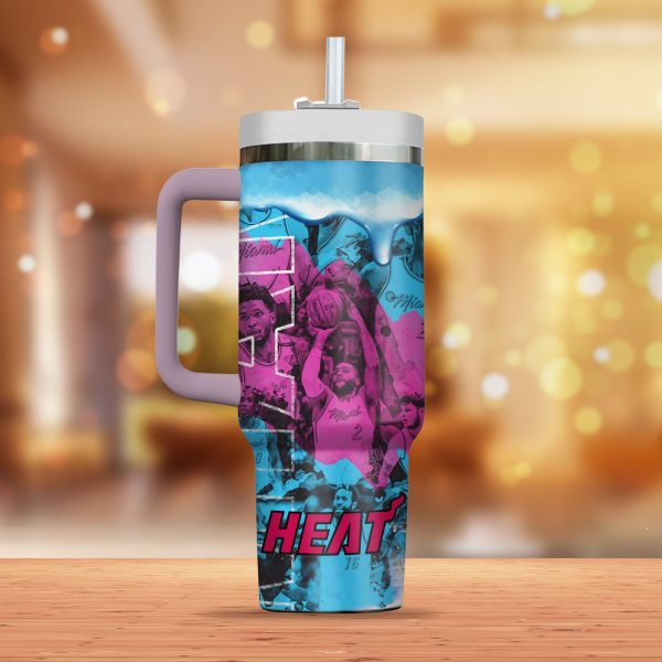 Miami Heat NBA Custom Stanley Quencher 30oz-40oz Stainless Steel Tumbler - Image 2