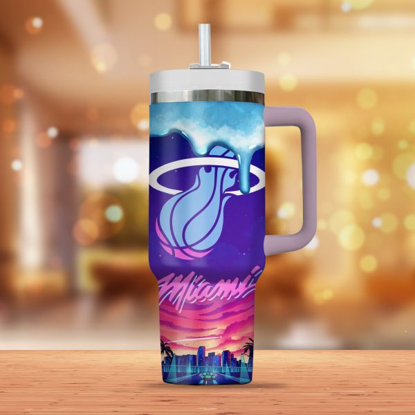 Miami Heat NBA Custom Stanley Quencher 30oz-40oz Stainless Steel Tumbler - Image 3