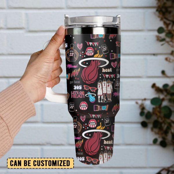 Miami Heat Basketball NBA Sport Custom Stanley Quencher 30oz-40oz Stainless Steel Tumbler - Image 2