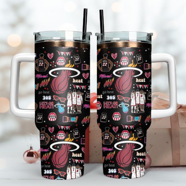 Miami Heat Basketball NBA Sport Custom Stanley Quencher 30oz-40oz Stainless Steel Tumbler - Image 3