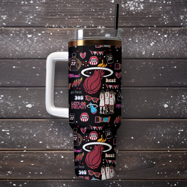 Miami Heat Basketball NBA Sport Custom Stanley Quencher 30oz-40oz Stainless Steel Tumbler - Image 4