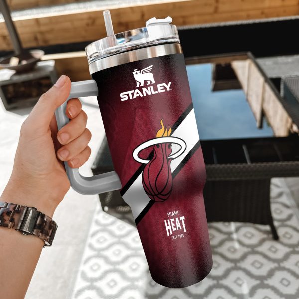 NBA Miami Heat Custom Stanley Quencher 30oz-40oz Stainless Steel Tumbler Hot And Cold Tumbler