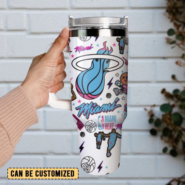 Miami Heat Basketball NBA Sport Custom Stanley Quencher 30oz-40oz Stainless Steel Tumbler Hot And Cold Tumbler - Image 2