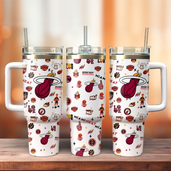 Miami Heat Basketball NBA Sport Custom Stanley Quencher 30oz-40oz Stainless Steel Tumbler Hot And Cold Tumbler