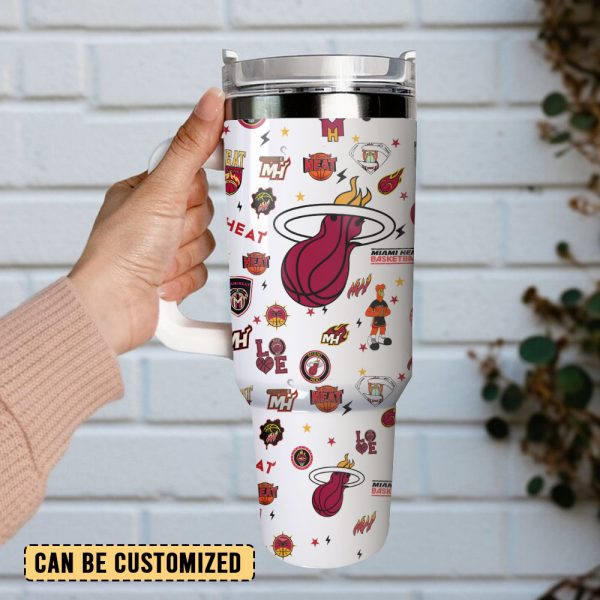 Miami Heat Basketball NBA Sport Custom Stanley Quencher 30oz-40oz Stainless Steel Tumbler Hot And Cold Tumbler - Image 2