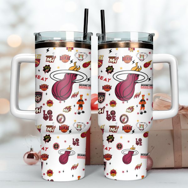Miami Heat Basketball NBA Sport Custom Stanley Quencher 30oz-40oz Stainless Steel Tumbler Hot And Cold Tumbler - Image 3