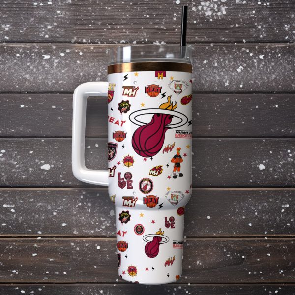 Miami Heat Basketball NBA Sport Custom Stanley Quencher 30oz-40oz Stainless Steel Tumbler Hot And Cold Tumbler - Image 4