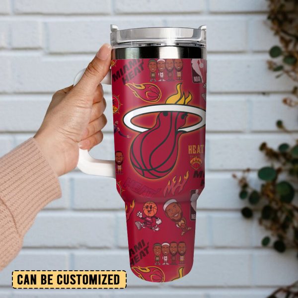 Miami Heat Basketball NBA Sport Custom Stanley Quencher 30oz-40oz Stainless Steel Tumbler - Image 2