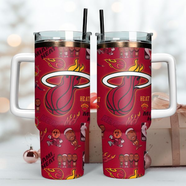 Miami Heat Basketball NBA Sport Custom Stanley Quencher 30oz-40oz Stainless Steel Tumbler - Image 3