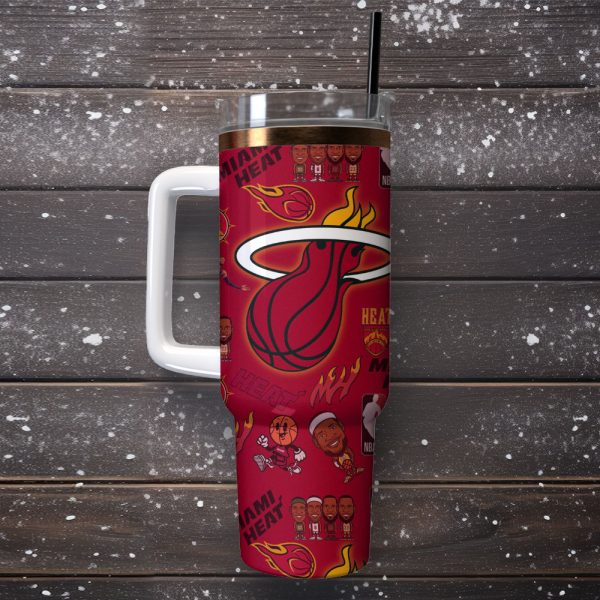 Miami Heat Basketball NBA Sport Custom Stanley Quencher 30oz-40oz Stainless Steel Tumbler - Image 4