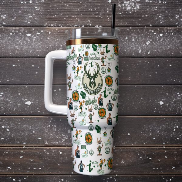 Milwaukee Bucks NBA Sports Custom Stanley Quencher 30oz-40oz Stainless Steel Tumbler Hot And Cold Tumbler - Image 2