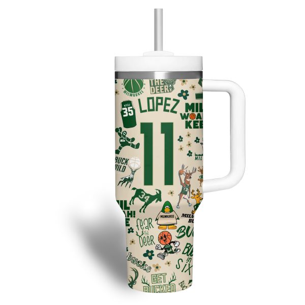 Milwaukee Bucks NBA Custom Stanley Quencher 30oz-40oz Stainless Steel Tumbler - Image 3