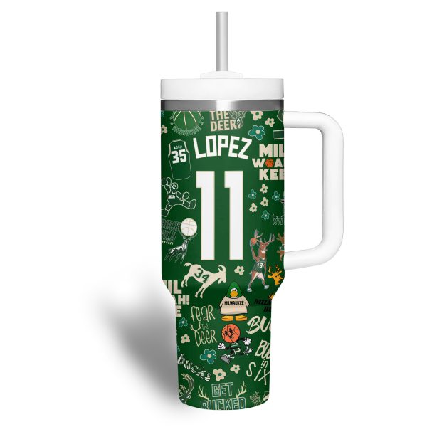 Milwaukee Bucks NBA Custom Stanley Quencher 30oz-40oz Stainless Steel Tumbler - Image 5