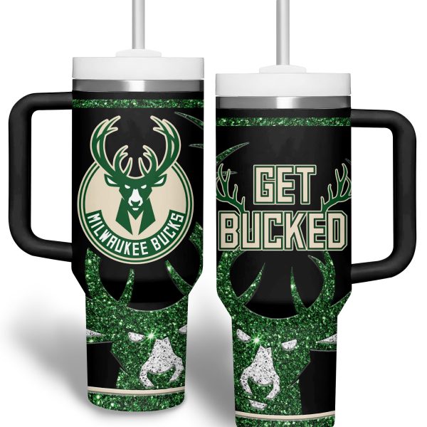 Milwaukee Bucks NBA Custom Stanley Quencher 30oz-40oz Stainless Steel Tumbler - Image 2