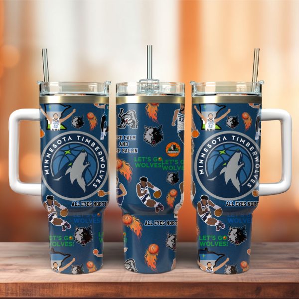 Minnesota Timberwolves Basketball NBA Sport Custom Stanley Quencher 30oz-40oz Stainless Steel Tumbler