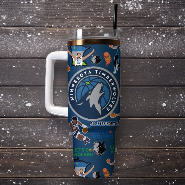 Minnesota Timberwolves Basketball NBA Sport Custom Stanley Quencher 30oz-40oz Stainless Steel Tumbler - Image 4