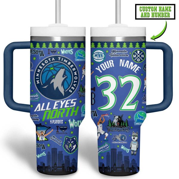 Minnesota Timberwolves NBA Custom Stanley Quencher 30oz-40oz Stainless Steel Tumbler - Image 2