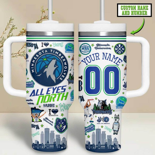 Minnesota Timberwolves NBA Custom Stanley Quencher 30oz-40oz Stainless Steel Tumbler - Image 9