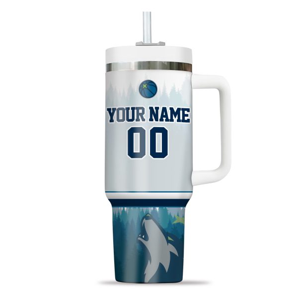 Minnesota Timberwolves NBA Custom Stanley Quencher 30oz-40oz Stainless Steel Tumbler - Image 3
