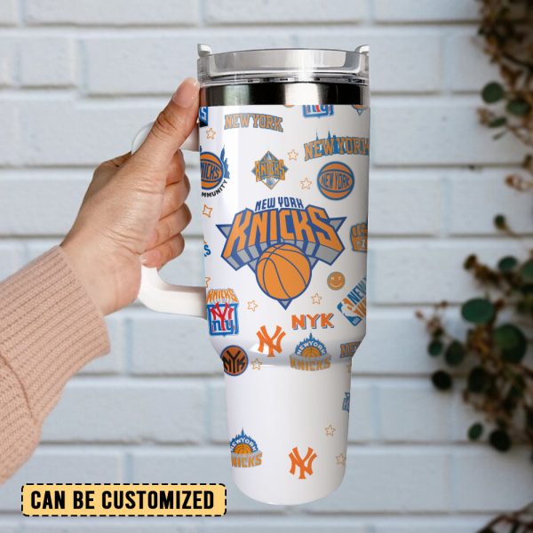 New York Knicks Basketball NBA Sport Custom Stanley Quencher 30oz-40oz Stainless Steel Tumbler Hot And Cold Tumbler - Image 2