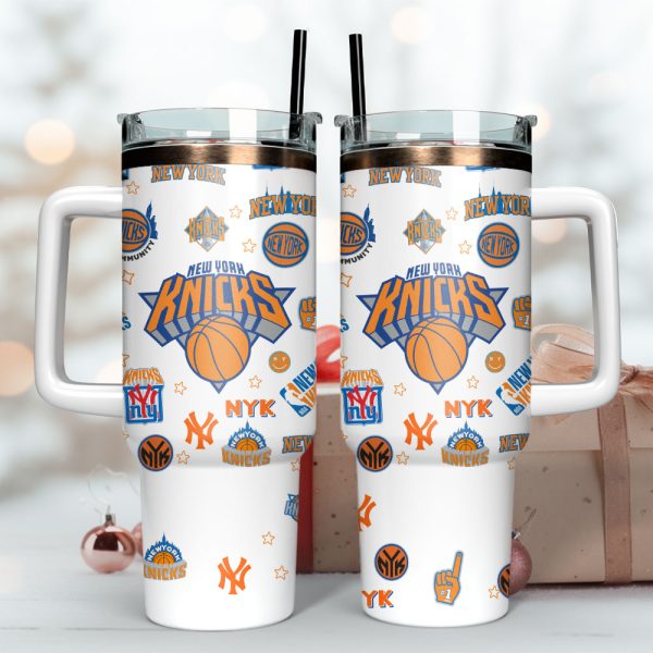 New York Knicks Basketball NBA Sport Custom Stanley Quencher 30oz-40oz Stainless Steel Tumbler Hot And Cold Tumbler - Image 3