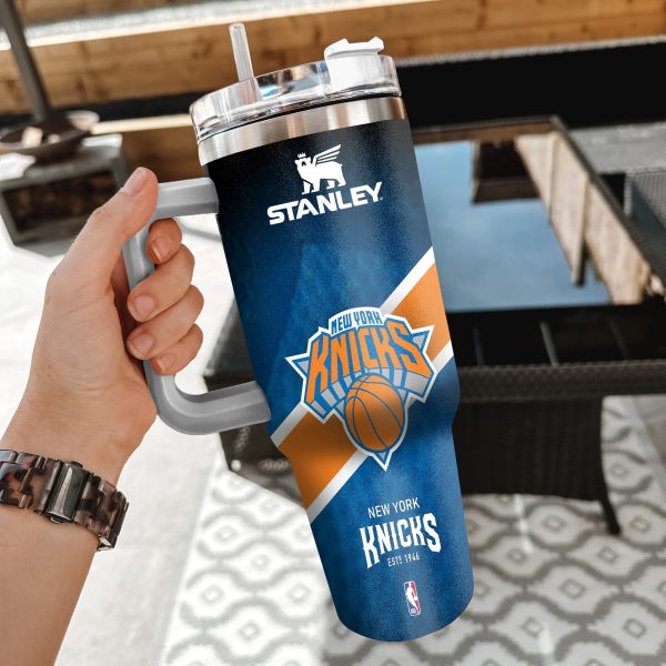 NBA New York Knicks Custom Stanley Quencher 30oz-40oz Stainless Steel Tumbler Hot And Cold Tumbler