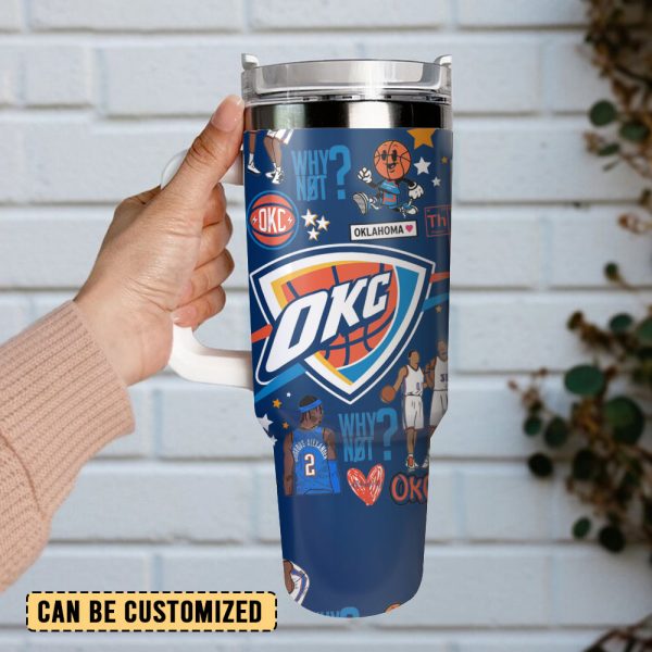 Oklahoma City Thunder Basketball NBA Sport Custom Stanley Quencher 30oz-40oz Stainless Steel Tumbler Hot And Cold Tumbler - Image 2