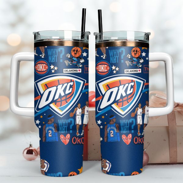 Oklahoma City Thunder Basketball NBA Sport Custom Stanley Quencher 30oz-40oz Stainless Steel Tumbler Hot And Cold Tumbler - Image 3