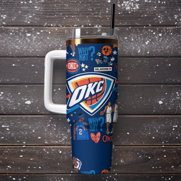 Oklahoma City Thunder Basketball NBA Sport Custom Stanley Quencher 30oz-40oz Stainless Steel Tumbler Hot And Cold Tumbler - Image 4