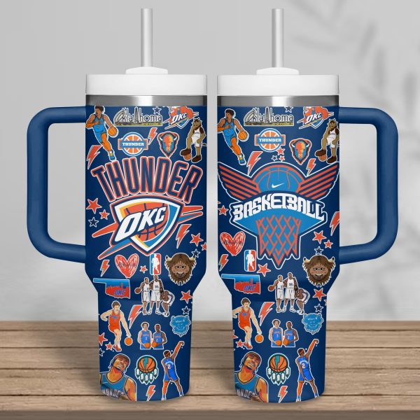 Oklahoma City Thunder NBA Custom Stanley Quencher 30oz-40oz Stainless Steel Tumbler