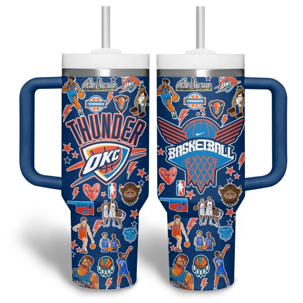 Oklahoma City Thunder NBA Custom Stanley Quencher 30oz-40oz Stainless Steel Tumbler - Image 2