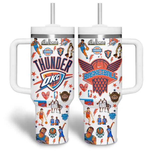 Oklahoma City Thunder NBA Custom Stanley Quencher 30oz-40oz Stainless Steel Tumbler - Image 3