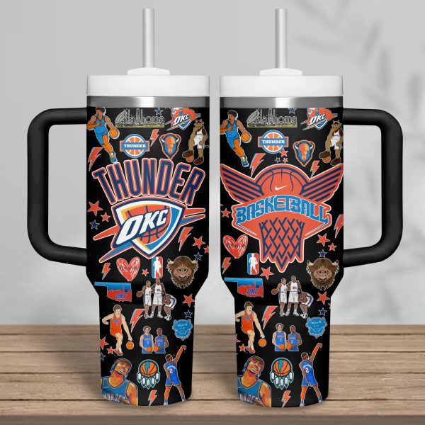 Oklahoma City Thunder NBA Custom Stanley Quencher 30oz-40oz Stainless Steel Tumbler - Image 5