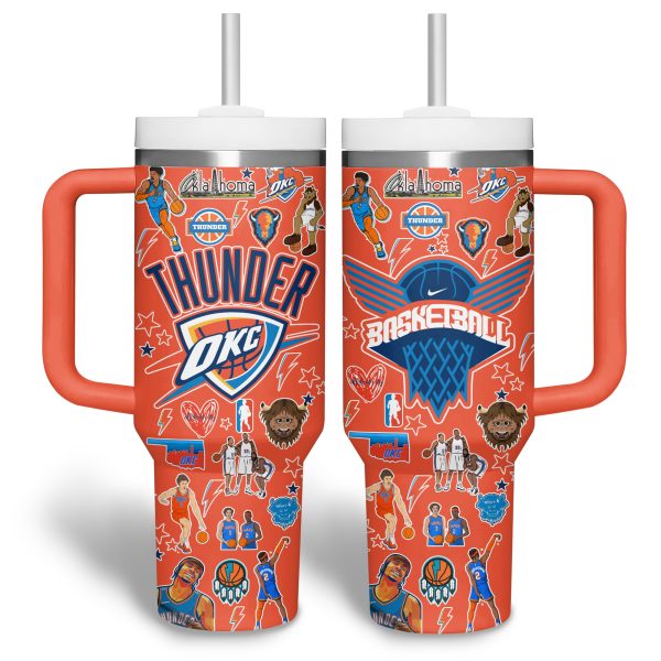 Oklahoma City Thunder NBA Custom Stanley Quencher 30oz-40oz Stainless Steel Tumbler - Image 7