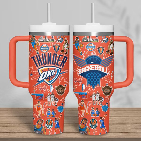 Oklahoma City Thunder NBA Custom Stanley Quencher 30oz-40oz Stainless Steel Tumbler - Image 8